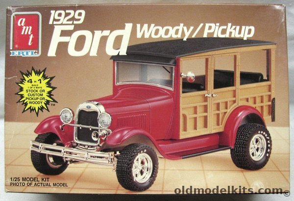 AMT 1/25 1929 Ford Model A Pick Up Truck or Woody Wagon - Custom or Stock, 6518 plastic model kit